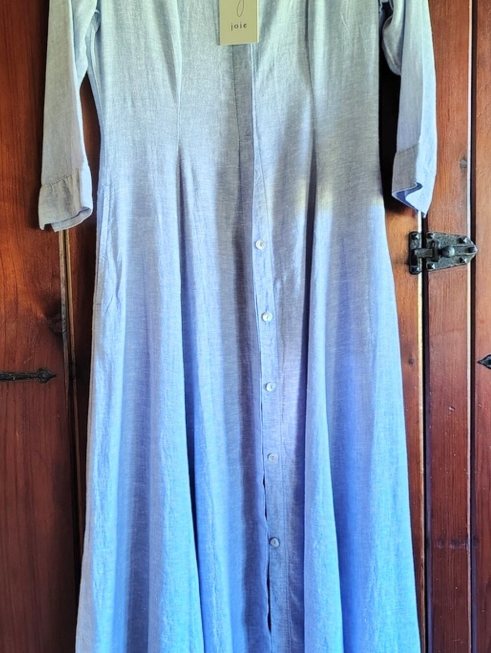 NWT Joie Linen Blend Button Front Maxi Shirt Dress Blue XS Pockets *READ LISTING